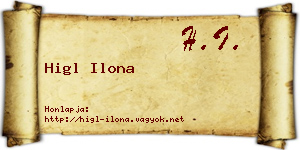 Higl Ilona névjegykártya